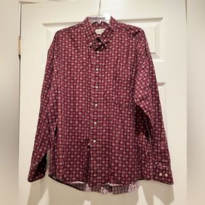 Vintage Natural Issue Men’s Maroon Geometric Pattern Button Down XL